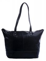 D�msk� ko�en� velk� �ern� kabelka LA-1131, LederArt