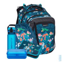 Velk� set LUMI 24 E modr� (batoh + pen�l + s��ek + lahev + box), Bagmaster